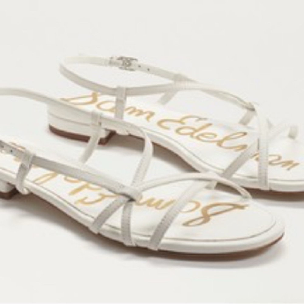 Sam Edelman Teale White Flat Leather Sandals with Crisscross Straps Size 9